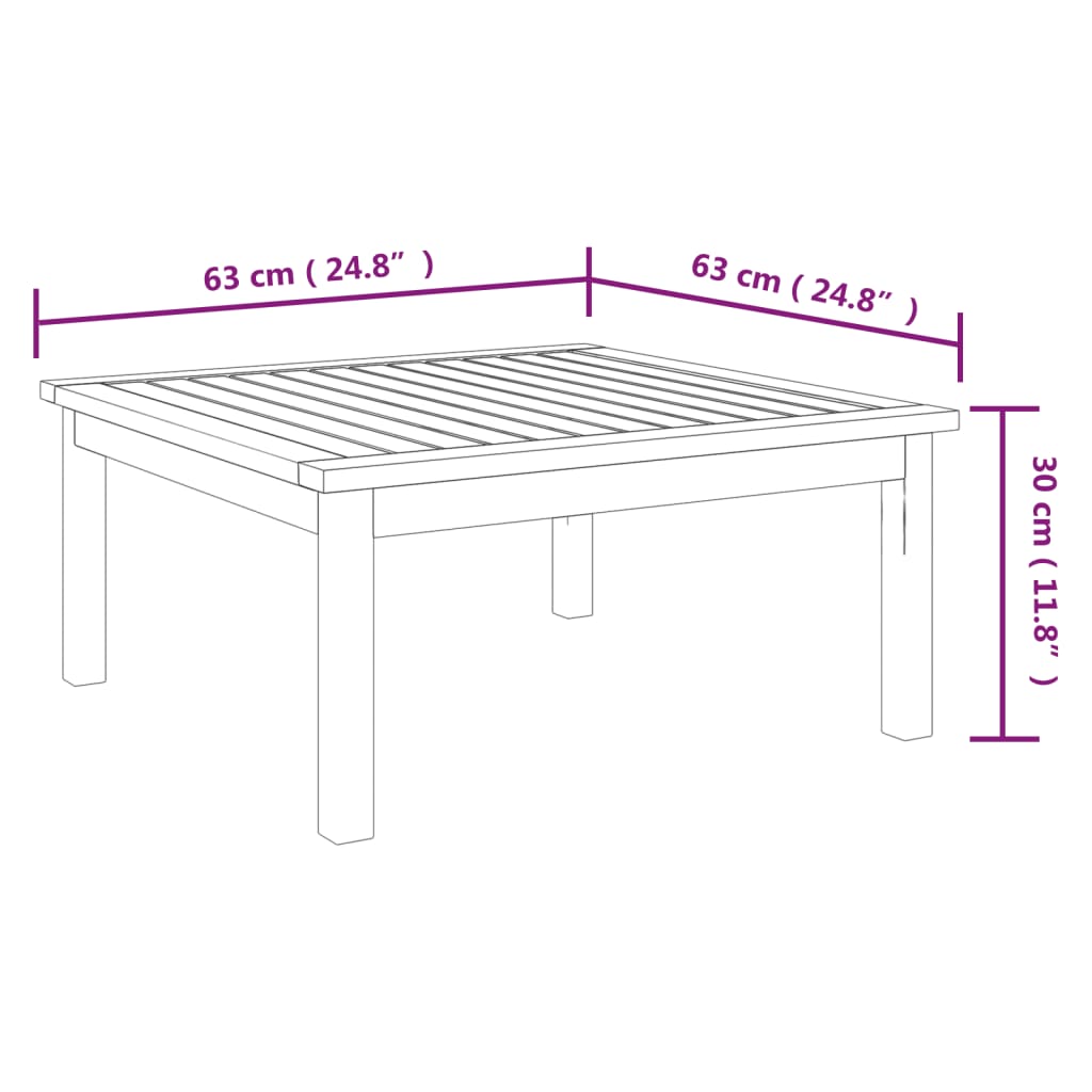 vidaXL Patio Lounge Table 24.8"x24.8"x11.8" Solid Acacia Wood-0