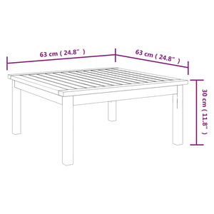 vidaXL Patio Lounge Table 24.8"x24.8"x11.8" Solid Acacia Wood-0