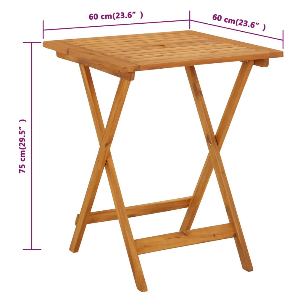 vidaXL Folding Patio Table 35.4"x35.4"x29.5" Solid Acacia Wood-36