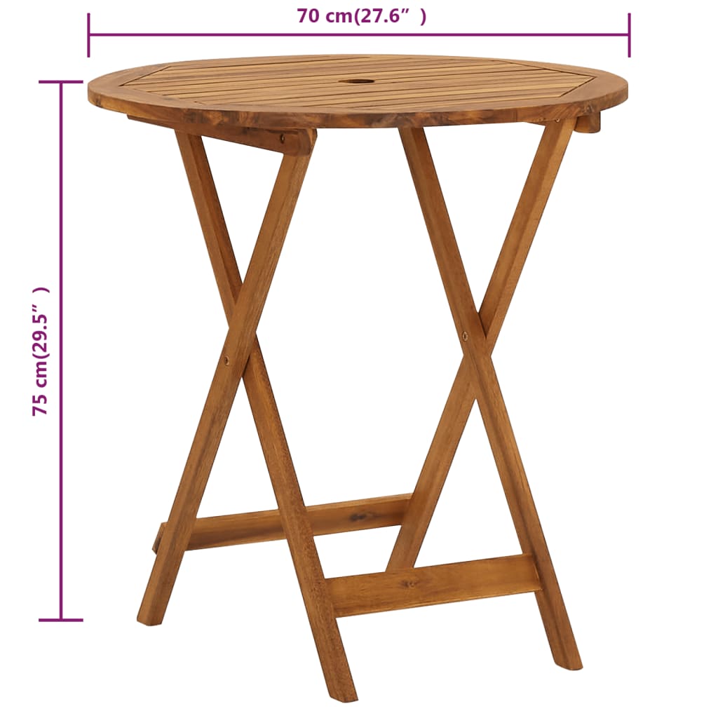 vidaXL Folding Patio Table 35.4"x35.4"x29.5" Solid Acacia Wood-33