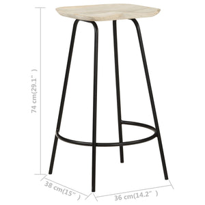 vidaXL Bar Stool Bar Seat Counter Height Island Stool for Pub Solid Mango Wood-4