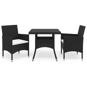 vidaXL Patio Dining Set Outdoor Dining Set Table Chair Poly Rattan and Glass-77