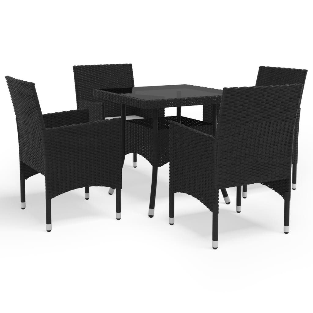 vidaXL Patio Dining Set Outdoor Dining Set Table Chair Poly Rattan and Glass-13