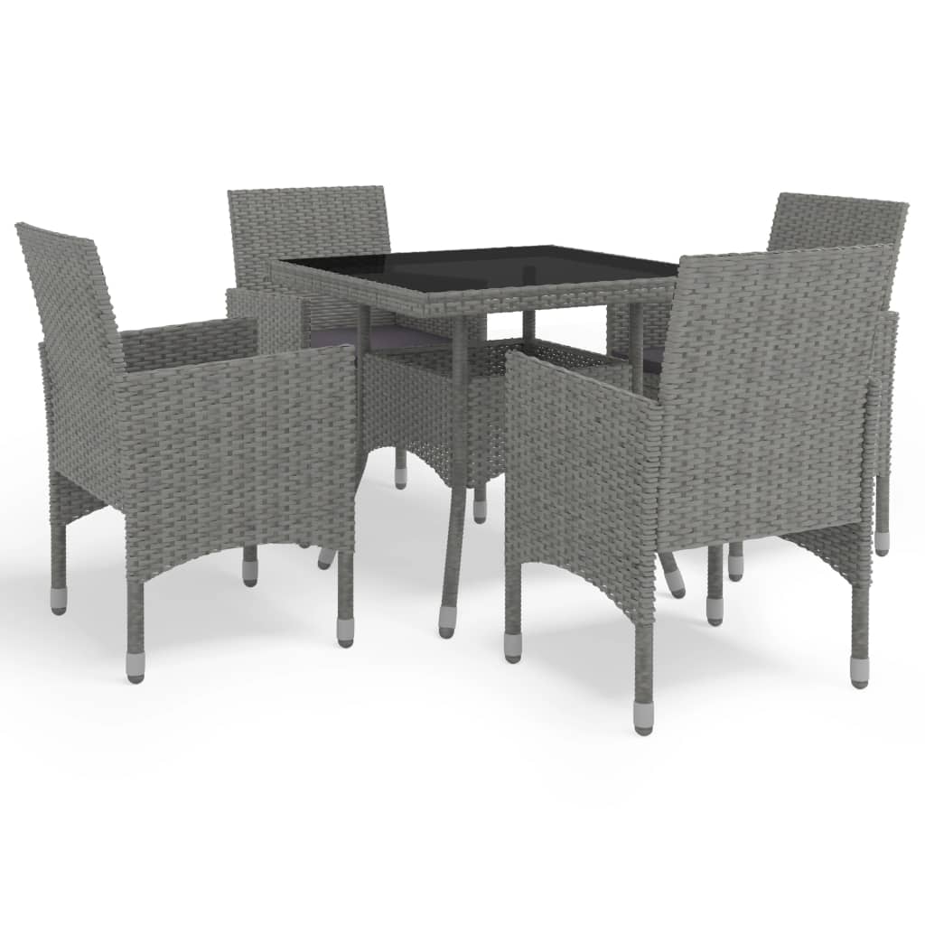 vidaXL Patio Dining Set Outdoor Dining Set Table Chair Poly Rattan and Glass-29