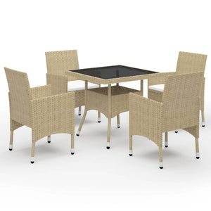 vidaXL Patio Dining Set Outdoor Dining Set Table Chair Poly Rattan and Glass-44