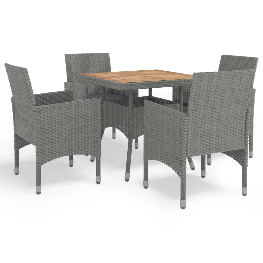 vidaXL Patio Dining Set Outdoor Dining Set Table Chair Poly Rattan and Glass-33