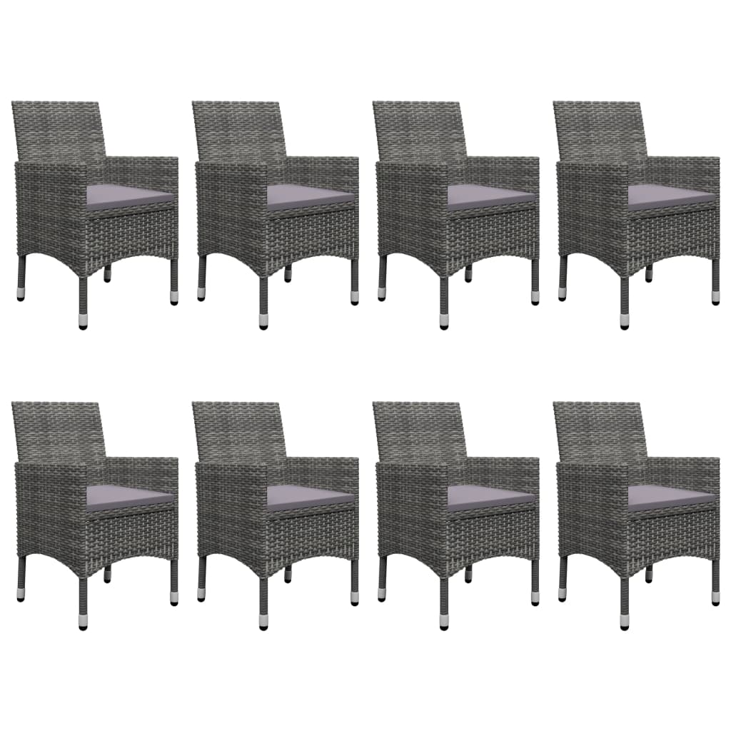 vidaXL Patio Dining Set Outdoor Dining Set Table Chair Poly Rattan and Glass-30