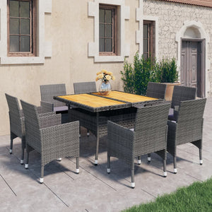 vidaXL Patio Dining Set Outdoor Dining Set Table Chair Poly Rattan and Glass-73