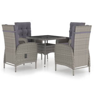 vidaXL Solid Acacia Wood Patio Dining Set 3/5/9 Piece Gray/Gray and Brown-15