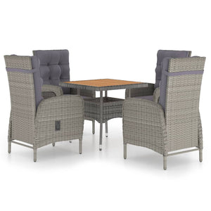 vidaXL Solid Acacia Wood Patio Dining Set 3/5/9 Piece Gray/Gray and Brown-43