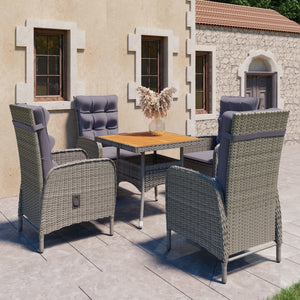 vidaXL Solid Acacia Wood Patio Dining Set 3/5/9 Piece Gray/Gray and Brown-50