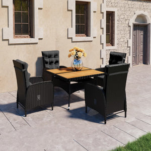 vidaXL Solid Acacia Wood Patio Dining Set 3/5/9 Piece Gray/Gray and Brown-66