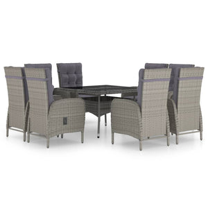 vidaXL Solid Acacia Wood Patio Dining Set 3/5/9 Piece Gray/Gray and Brown-1