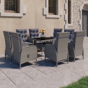 vidaXL Solid Acacia Wood Patio Dining Set 3/5/9 Piece Gray/Gray and Brown-8