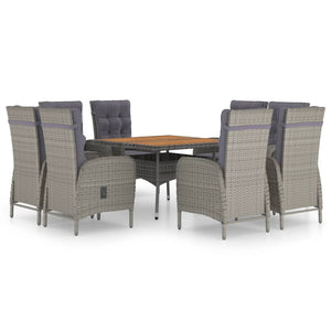 vidaXL Solid Acacia Wood Patio Dining Set 3/5/9 Piece Gray/Gray and Brown-56