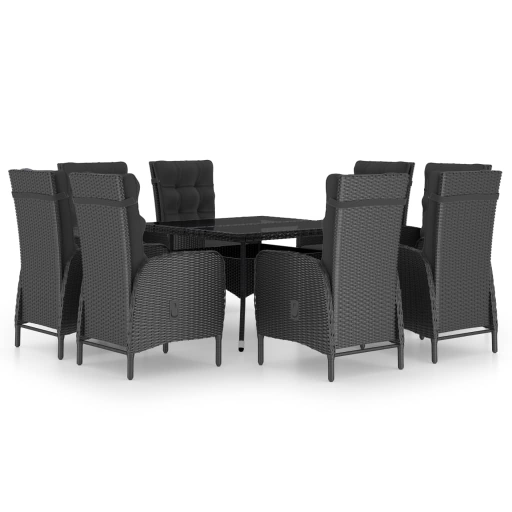 vidaXL Solid Acacia Wood Patio Dining Set 3/5/9 Piece Gray/Gray and Brown-2