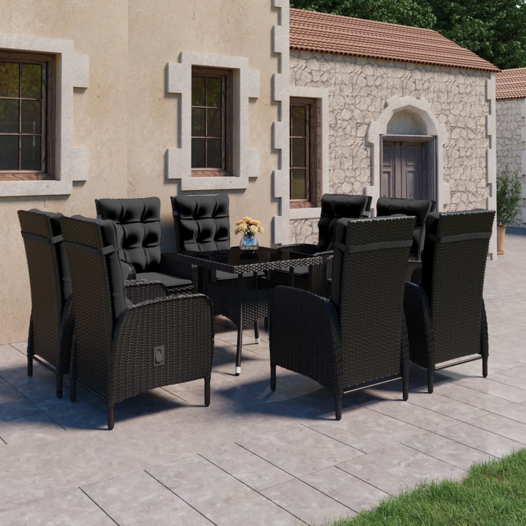 vidaXL Solid Acacia Wood Patio Dining Set 3/5/9 Piece Gray/Gray and Brown-9