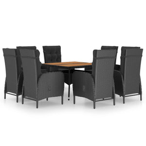 vidaXL Solid Acacia Wood Patio Dining Set 3/5/9 Piece Gray/Gray and Brown-16