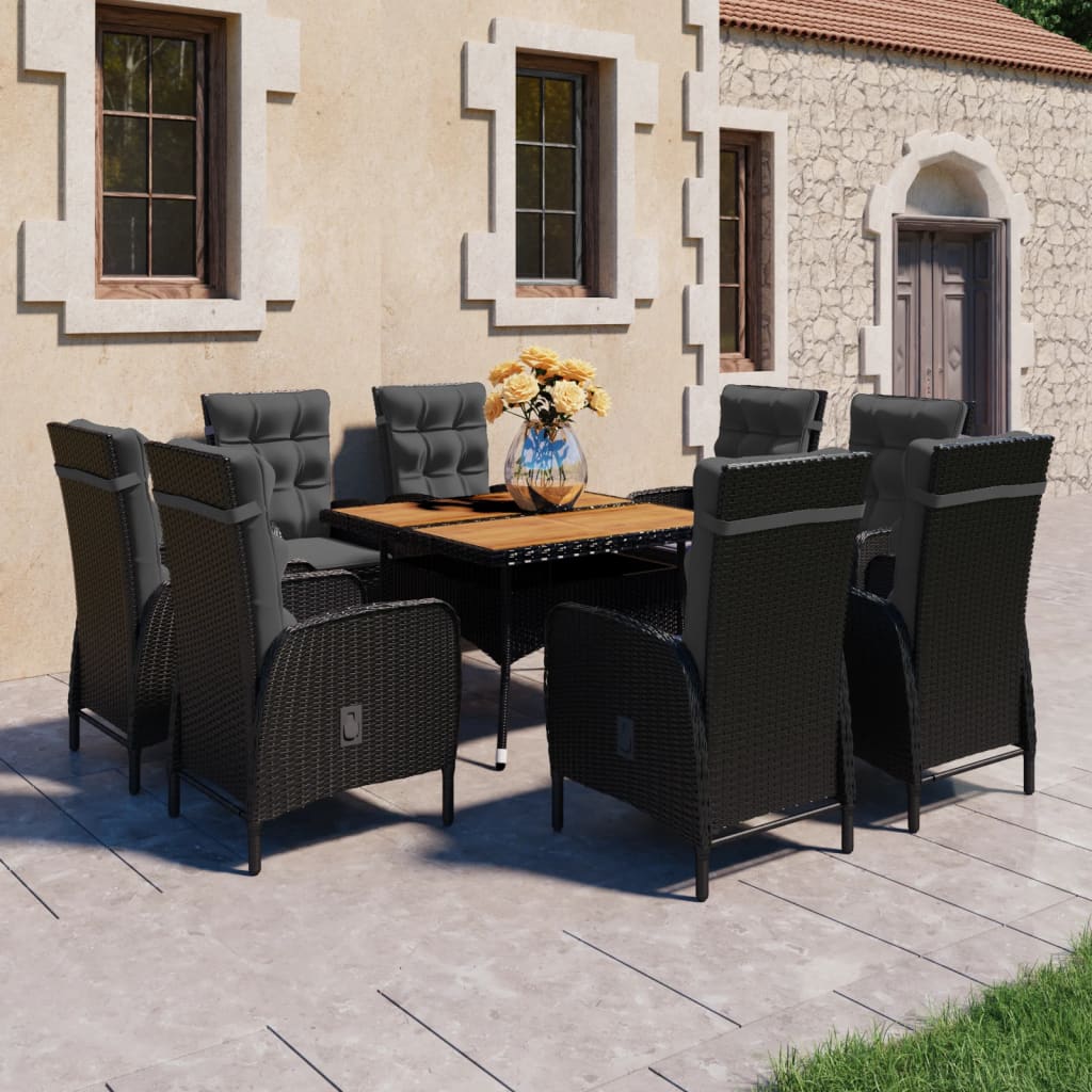 vidaXL Solid Acacia Wood Patio Dining Set 3/5/9 Piece Gray/Gray and Brown-23