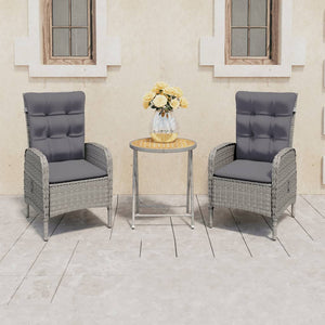 vidaXL Solid Acacia Wood Patio Bistro Set 3 Piece Seat Gray/Gray and Brown-14