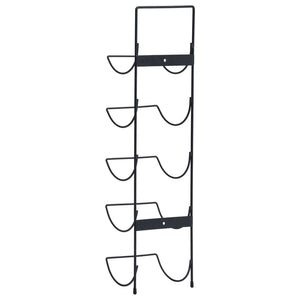 vidaXL Wall Mounted Wine Rack for 5 Bottles Black Iron-3