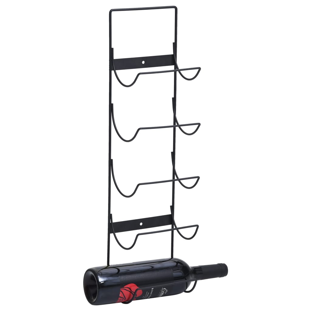 vidaXL Wall Mounted Wine Rack for 5 Bottles Black Iron-0