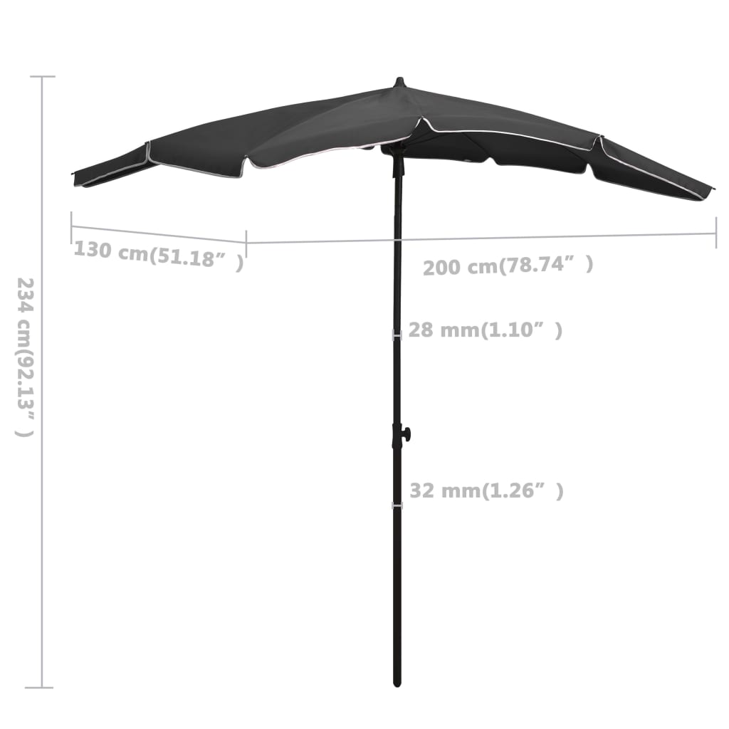 vidaXL Outdoor Umbrella Height Adjustable Parasol Patio Garden Sunshade Steel-18