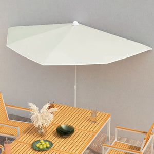 vidaXL Garden Half Parasol with Pole Outdoor Umbrella Sunshade Multi Colors-3