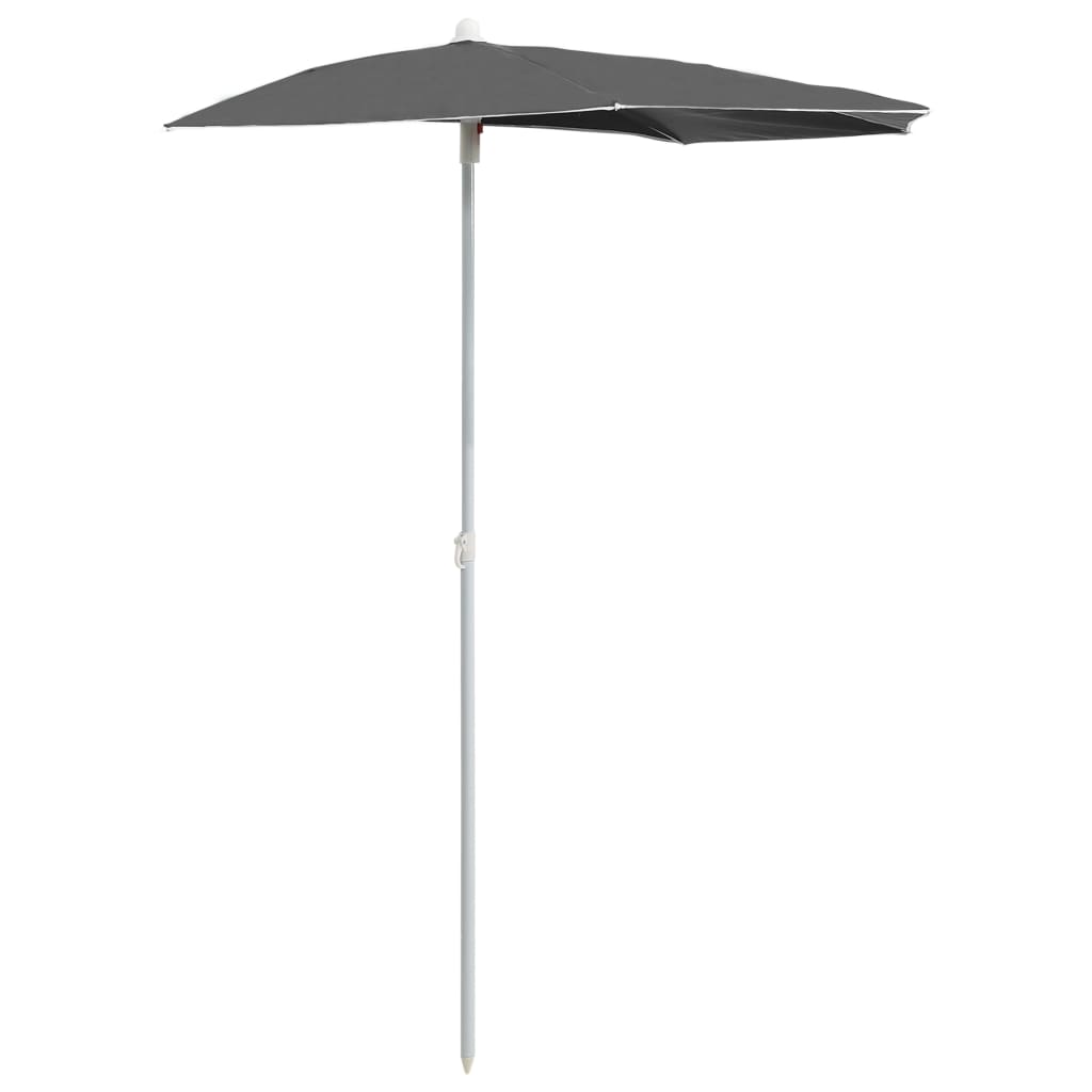 vidaXL Garden Half Parasol with Pole Outdoor Umbrella Sunshade Multi Colors-32