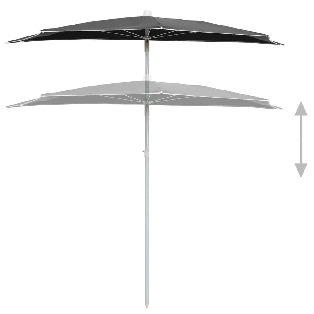 vidaXL Garden Half Parasol with Pole Outdoor Umbrella Sunshade Multi Colors-35