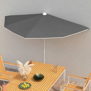 vidaXL Garden Half Parasol with Pole Outdoor Umbrella Sunshade Multi Colors-28