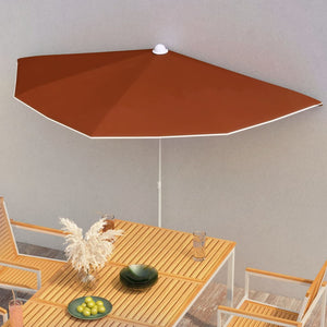 vidaXL Garden Half Parasol with Pole Outdoor Umbrella Sunshade Multi Colors-33