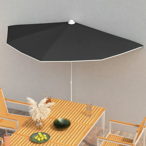 vidaXL Garden Half Parasol with Pole Outdoor Umbrella Sunshade Multi Colors-7