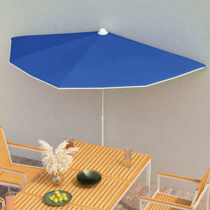 vidaXL Garden Half Parasol with Pole Outdoor Umbrella Sunshade Multi Colors-9