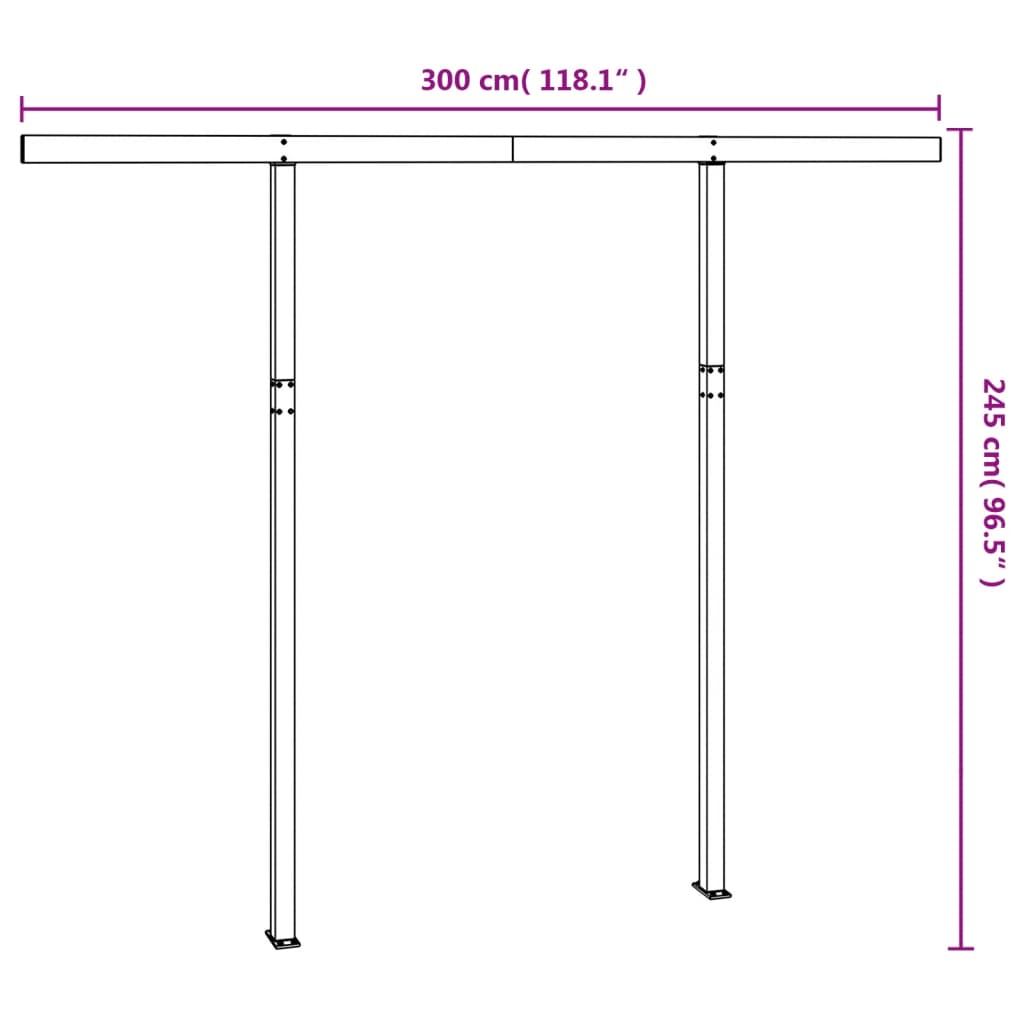 vidaXL Awning Post Set Anthracite 118.1"x96.5" Iron-15