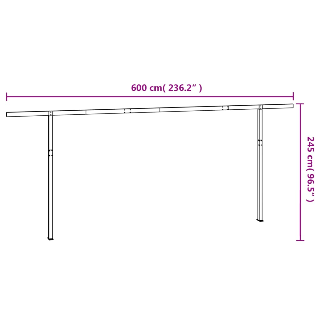 vidaXL Awning Post Set Anthracite 118.1"x96.5" Iron-39