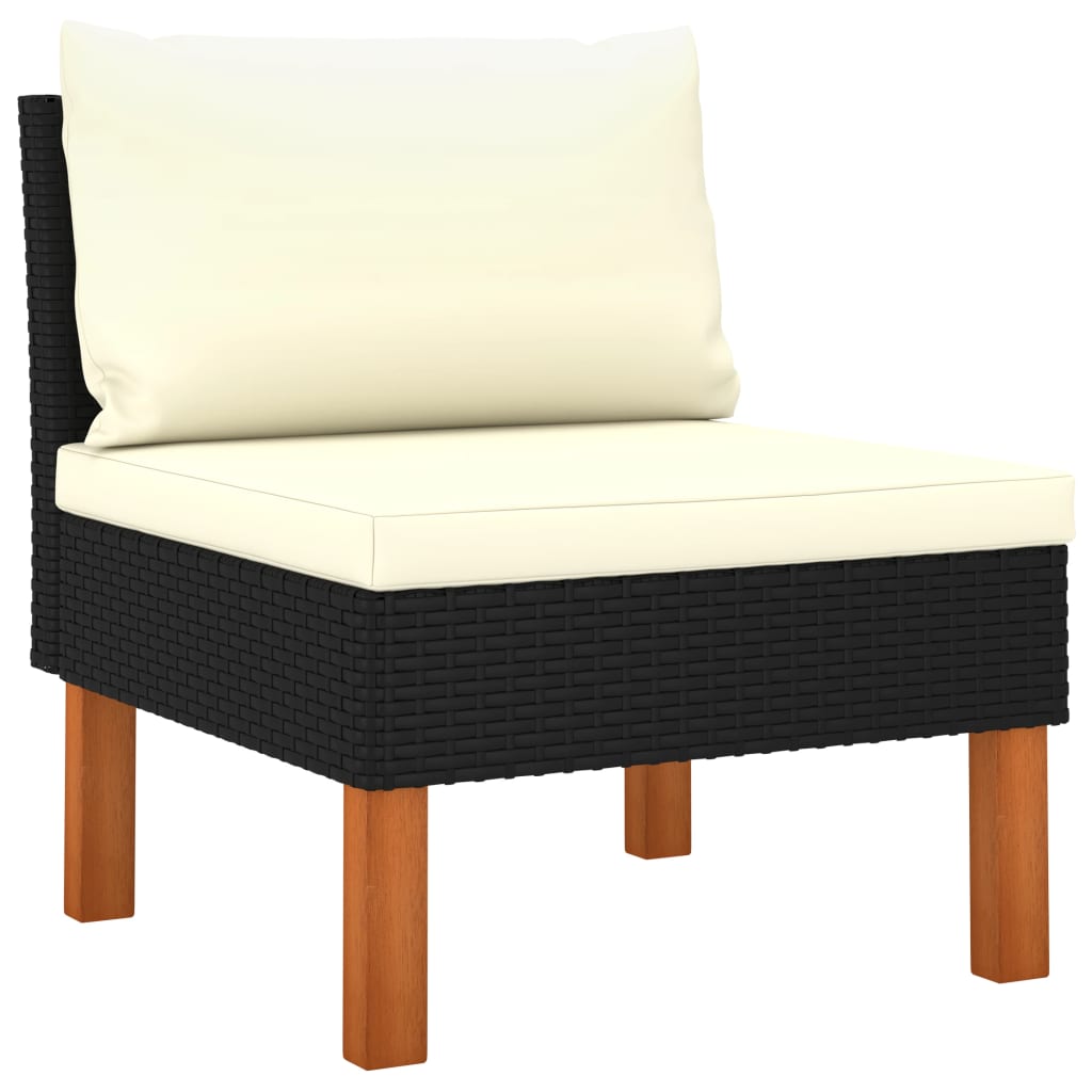 vidaXL Middle Sofas 2 pcs Poly Rattan and Solid Eucalyptus Wood-1