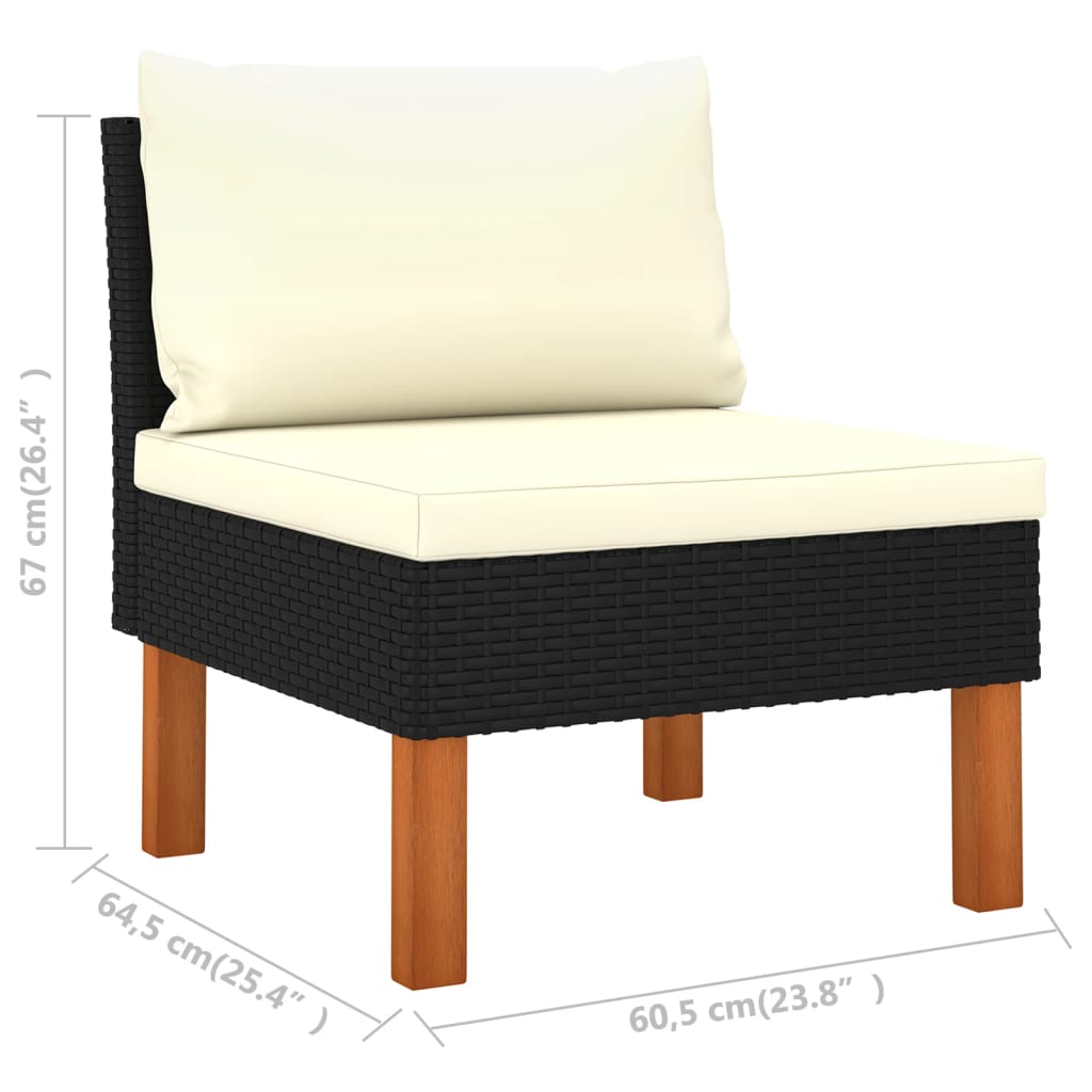 vidaXL Middle Sofas 2 pcs Poly Rattan and Solid Eucalyptus Wood-6