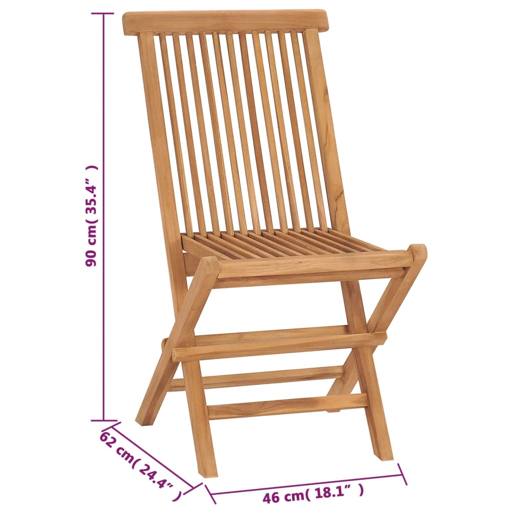 vidaXL Patio Folding Chairs Camping Garden Chair with Backrest Solid Wood Teak-4