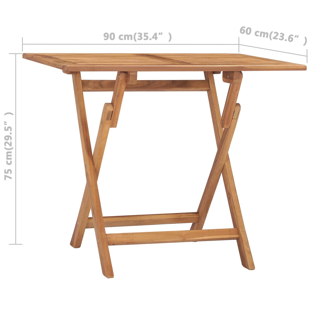 vidaXL Folding Patio Dining Table 35.4"x23.6"x29.5" Solid Teak Wood-6