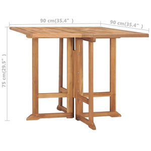 vidaXL Folding Patio Dining Table 35.4"x35.4"x29.5" Solid Teak Wood-5