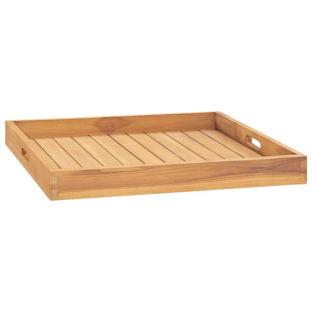 vidaXL Serving Tray Wooden Serving Plate with Raised Edges Solid Wood Teak-1