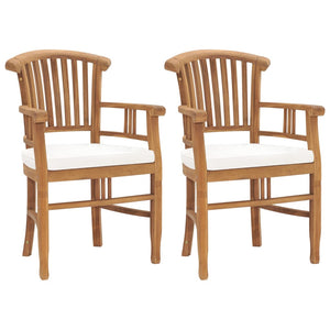 vidaXL Patio Chairs 2 Pcs Outdoor Dining Chair with Cushions Solid Wood Teak-1