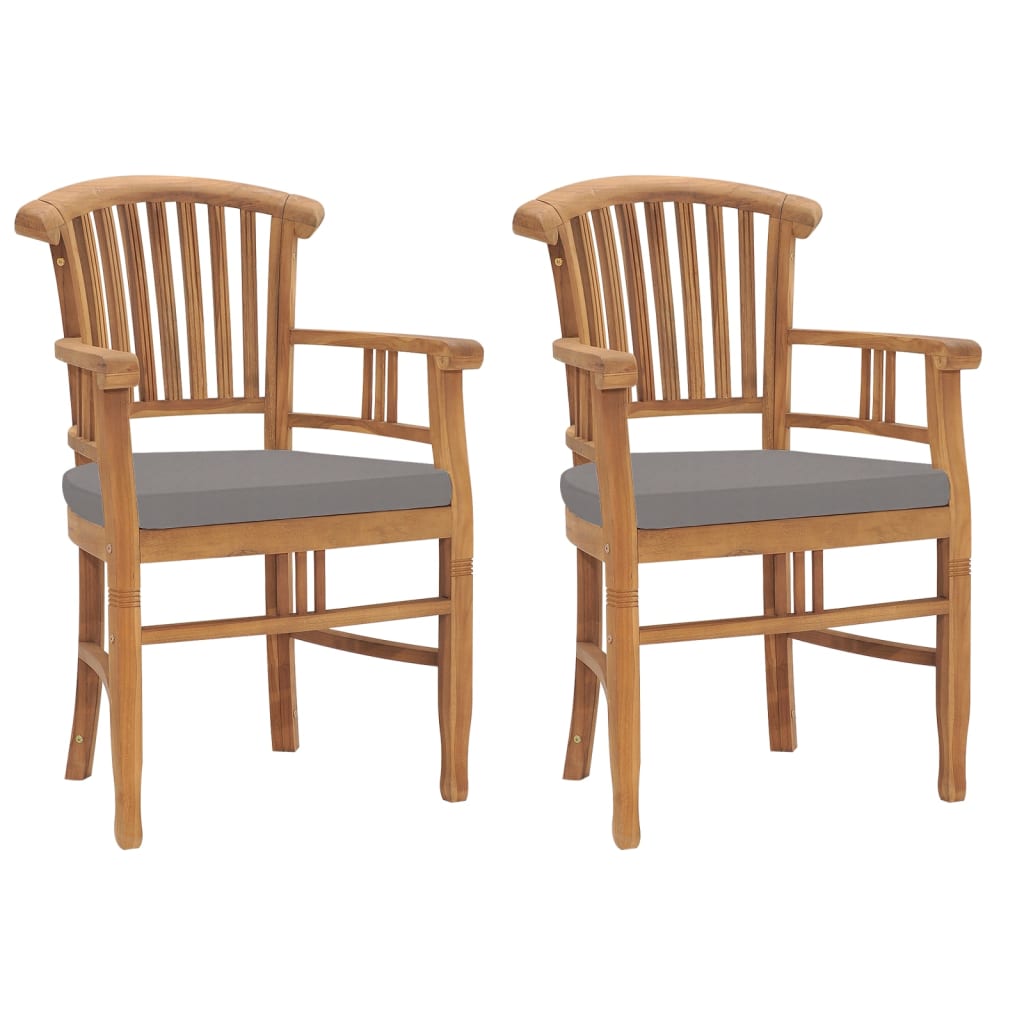vidaXL Patio Chairs 2 Pcs Outdoor Dining Chair with Cushions Solid Wood Teak-7