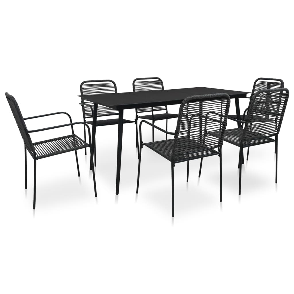 vidaXL Garden Dining Set 5/7 Piece Cotton Rope and Steel Black Outdoor Patio-1