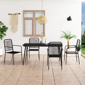 vidaXL Garden Dining Set 5/7 Piece Cotton Rope and Steel Black Outdoor Patio-2