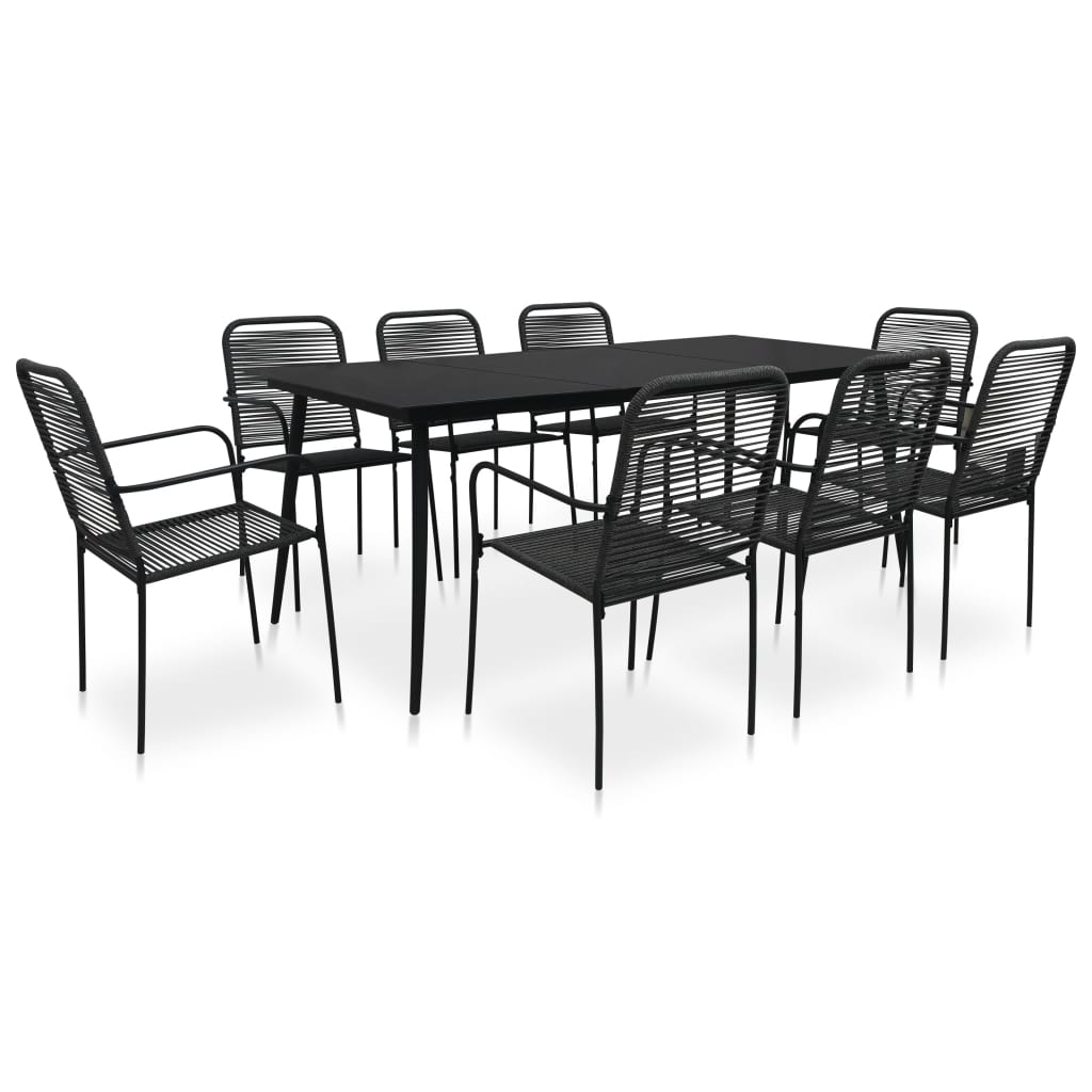 vidaXL Garden Dining Set 7/9 Piece Cotton Rope and Steel Black Outdoor Patio-1