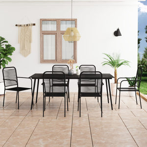 vidaXL Garden Dining Set 7/9 Piece Cotton Rope and Steel Black Outdoor Patio-2