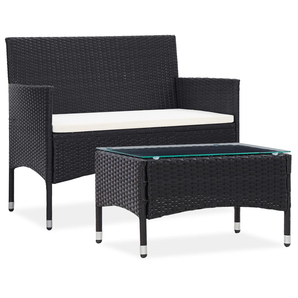 vidaXL Patio Lounge Set Outdoor Sectional Sofa Set Garden 2 Piece Poly Rattan-0