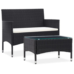 vidaXL Patio Lounge Set Outdoor Sectional Sofa Set Garden 2 Piece Poly Rattan-0